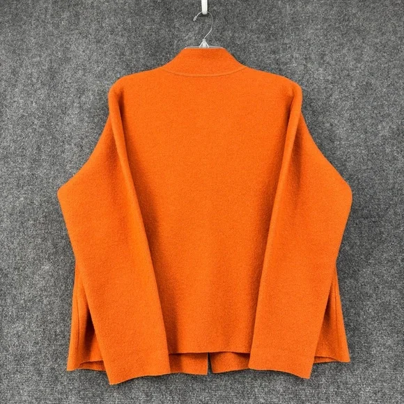 Eileen Fisher Orange Boiled Wool Blazer Women’s Large Minimalist Quiet Luxury - Picture 3 of 9